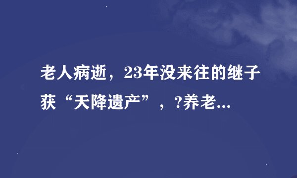老人病逝，23年没来往的继子获“天降遗产”，?养老送终的继女却无所得……