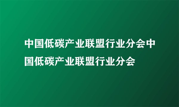 中国低碳产业联盟行业分会中国低碳产业联盟行业分会