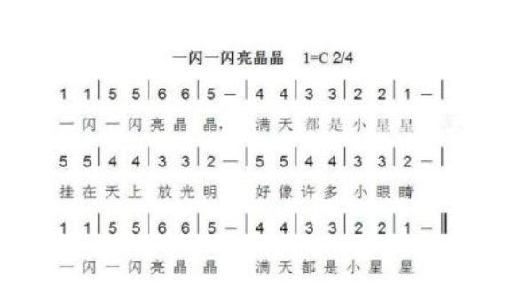 求一闪一闪亮晶晶的简谱?