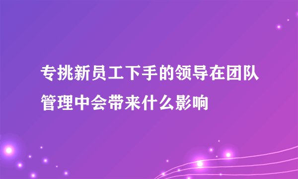 专挑新员工下手的领导在团队管理中会带来什么影响