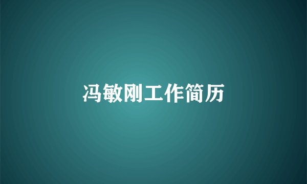 冯敏刚工作简历