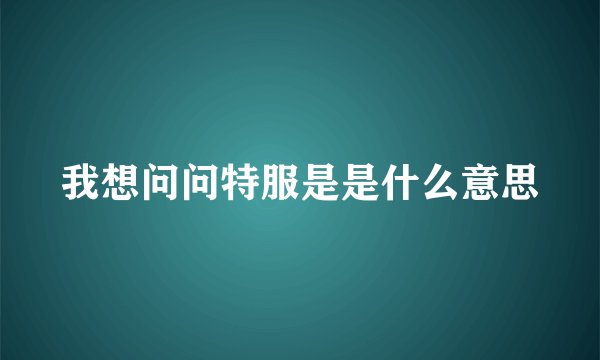 我想问问特服是是什么意思