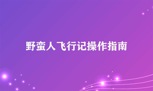 野蛮人飞行记操作指南