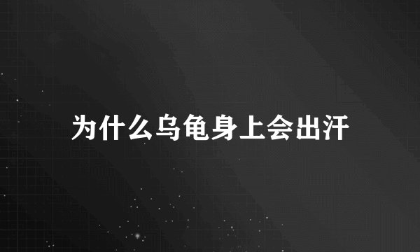 为什么乌龟身上会出汗
