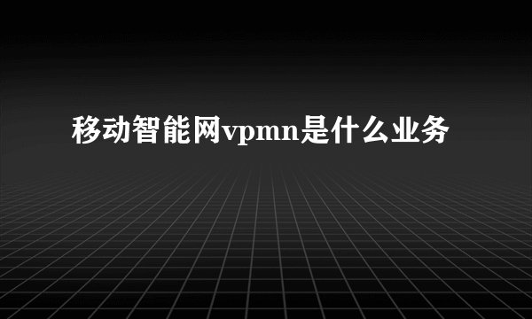 移动智能网vpmn是什么业务