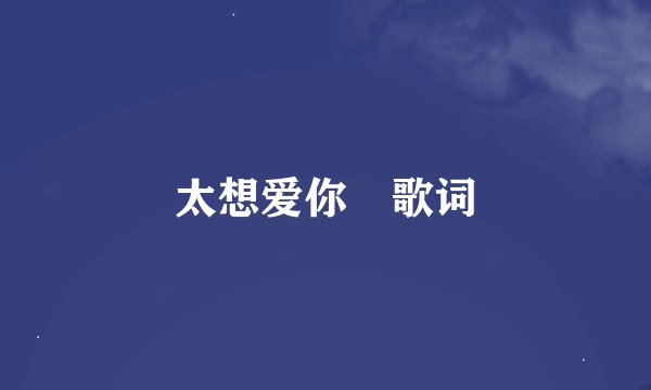 太想爱你 歌词
