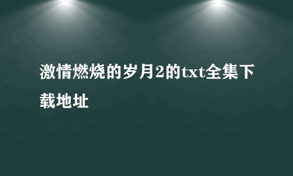 激情燃烧的岁月2的txt全集下载地址