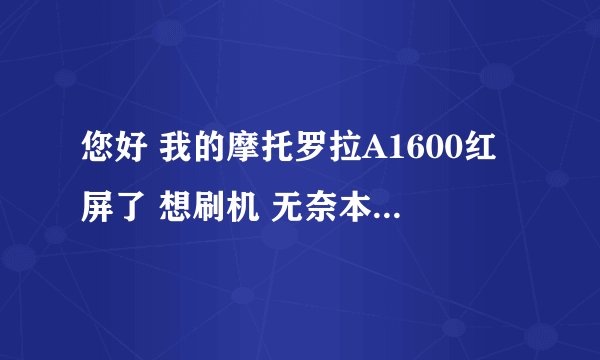 您好 我的摩托罗拉A1600红屏了 想刷机 无奈本人菜鸟一个 所以只能求教向您这样的高手 帮忙指点一下 多谢了