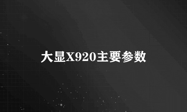 大显X920主要参数
