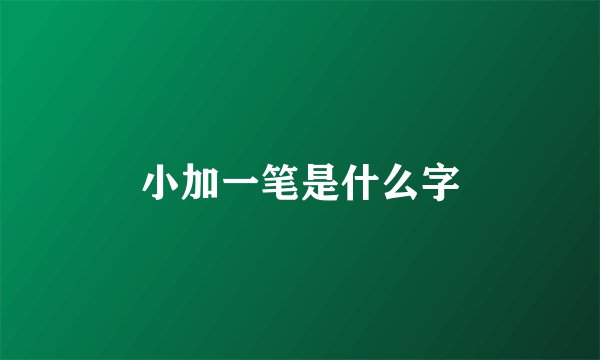 小加一笔是什么字