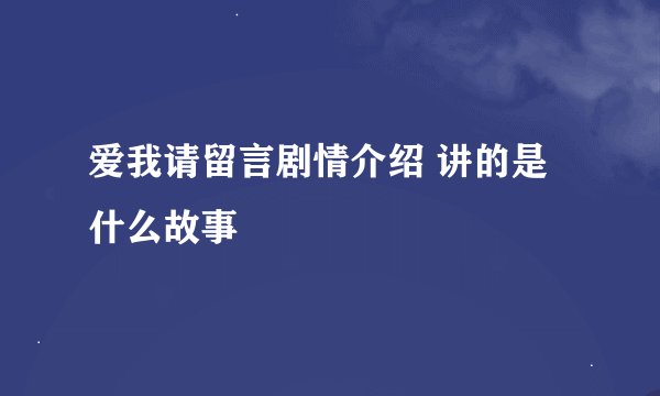 爱我请留言剧情介绍 讲的是什么故事