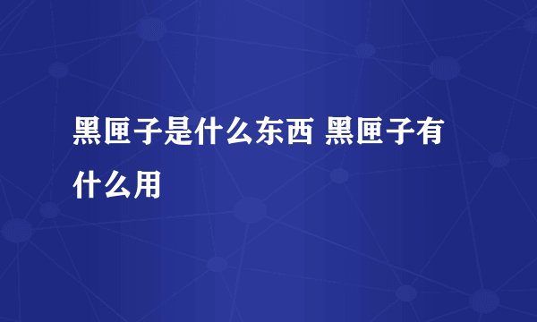 黑匣子是什么东西 黑匣子有什么用