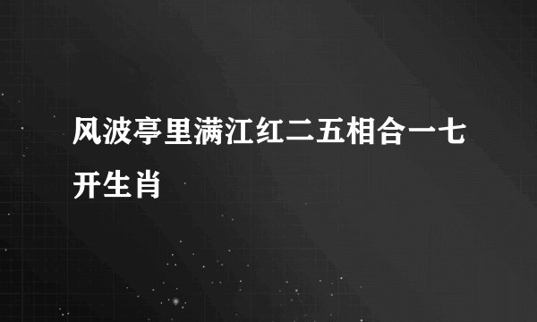 风波亭里满江红二五相合一七开生肖