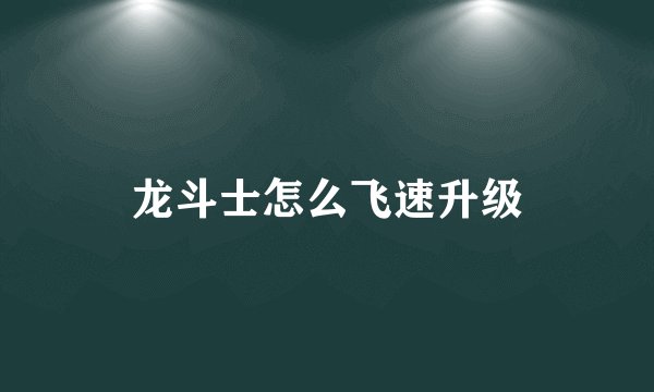龙斗士怎么飞速升级