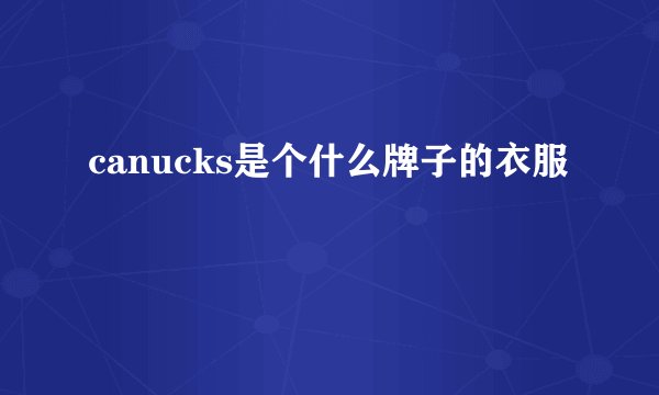 canucks是个什么牌子的衣服