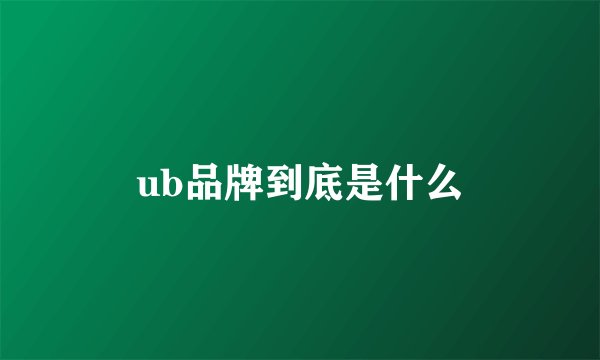 ub品牌到底是什么