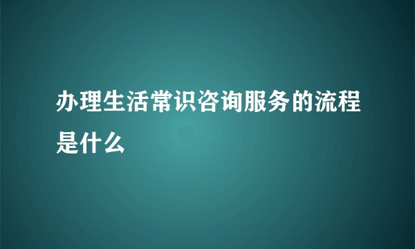 办理生活常识咨询服务的流程是什么