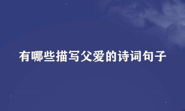 有哪些描写父爱的诗词句子