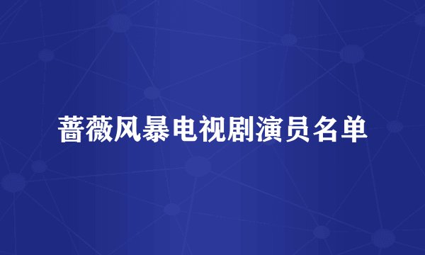 蔷薇风暴电视剧演员名单