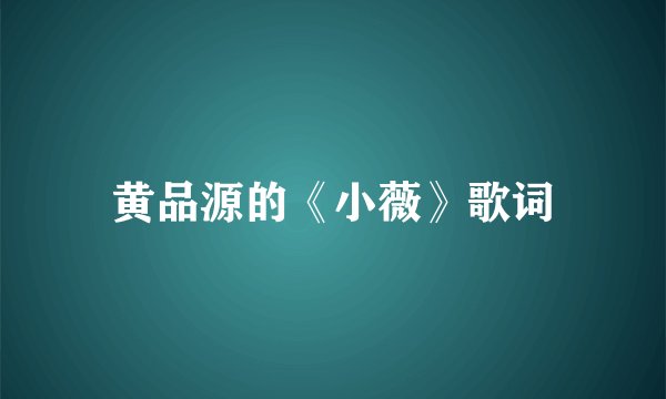 黄品源的《小薇》歌词