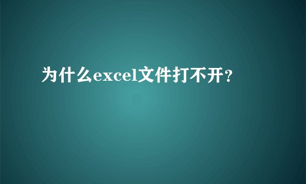 为什么excel文件打不开？
