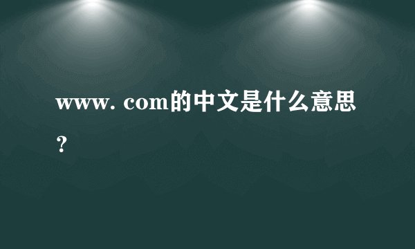 www. com的中文是什么意思？