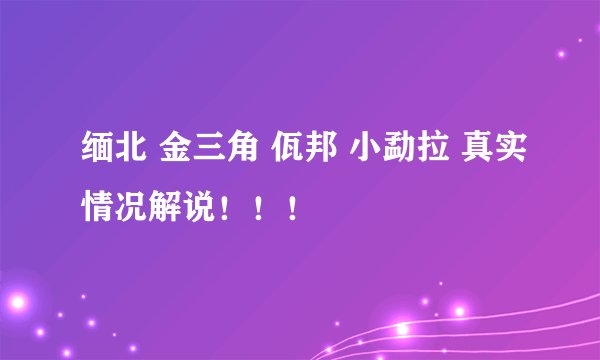 缅北 金三角 佤邦 小勐拉 真实情况解说！！！