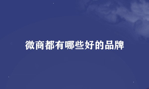 微商都有哪些好的品牌