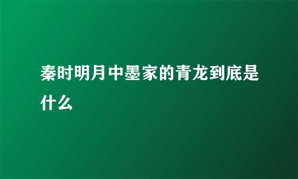 秦时明月中墨家的青龙到底是什么