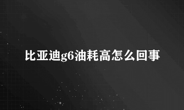 比亚迪g6油耗高怎么回事