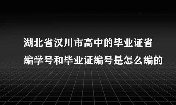 湖北省汉川市高中的毕业证省编学号和毕业证编号是怎么编的