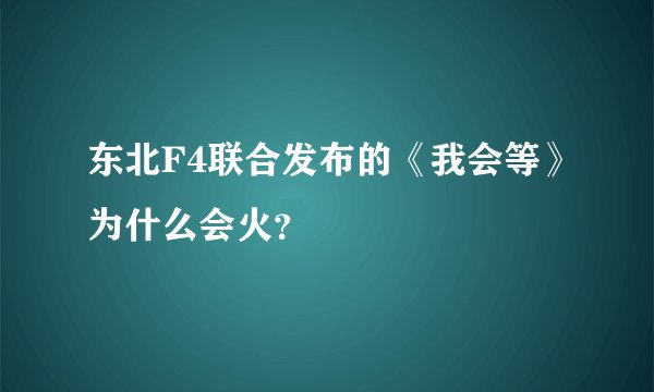 东北F4联合发布的《我会等》为什么会火？