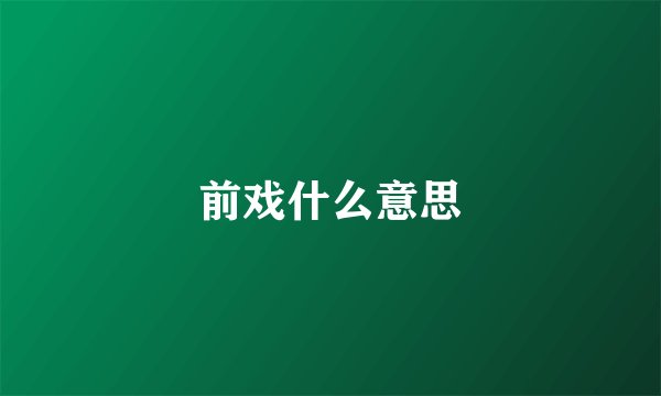 前戏什么意思
