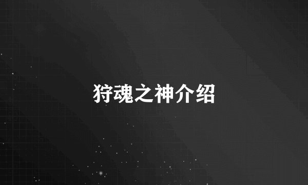 狩魂之神介绍