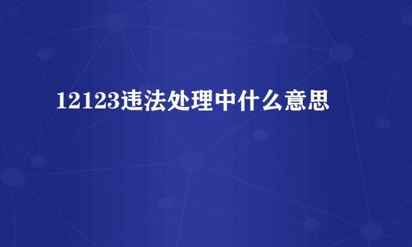 12123违法处理中什么意思