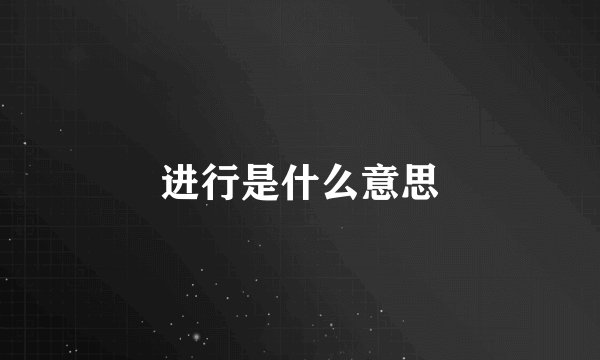 进行是什么意思