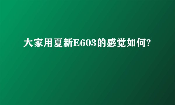 大家用夏新E603的感觉如何?
