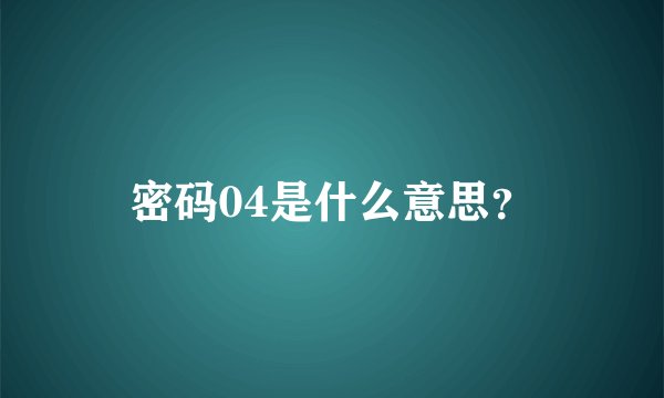 密码04是什么意思？