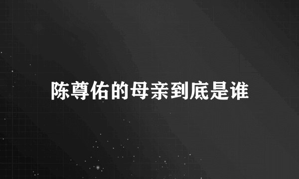 陈尊佑的母亲到底是谁