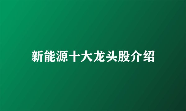 新能源十大龙头股介绍