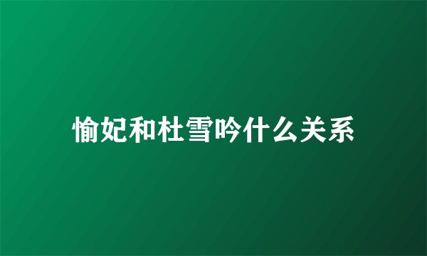 愉妃和杜雪吟什么关系