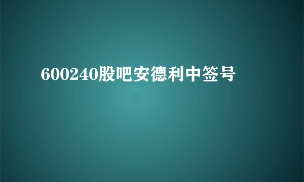 600240股吧安德利中签号