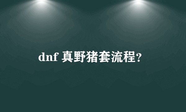 dnf 真野猪套流程？