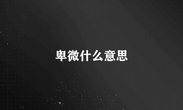 卑微什么意思