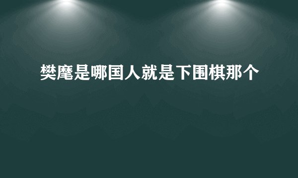 樊麾是哪国人就是下围棋那个