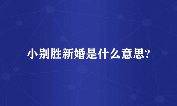 小别胜新婚是什么意思?