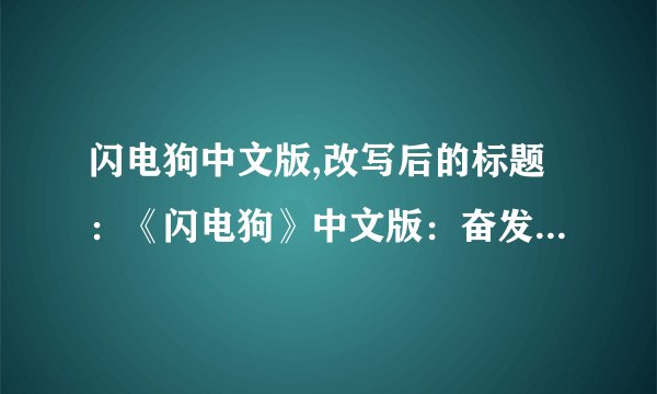闪电狗中文版,改写后的标题：《闪电狗》中文版：奋发起飞的游戏之旅