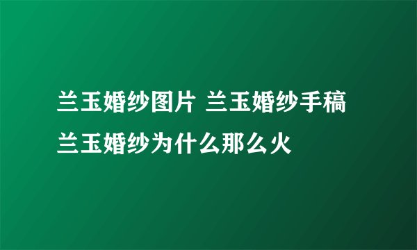 兰玉婚纱图片 兰玉婚纱手稿 兰玉婚纱为什么那么火