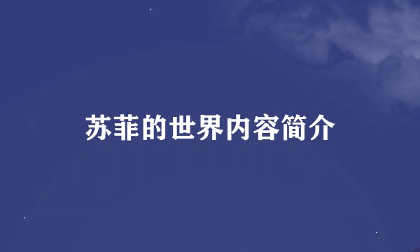 苏菲的世界内容简介