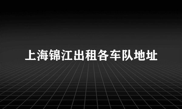 上海锦江出租各车队地址